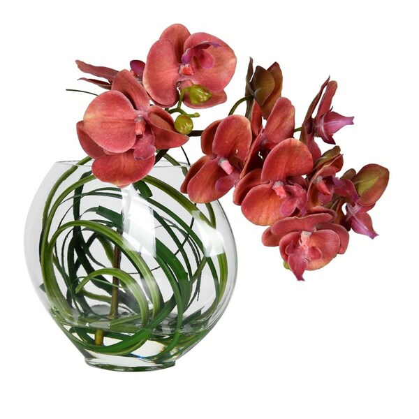 Vickerman 9.8 in. Purple Orchid In Glass Pot - FX190501