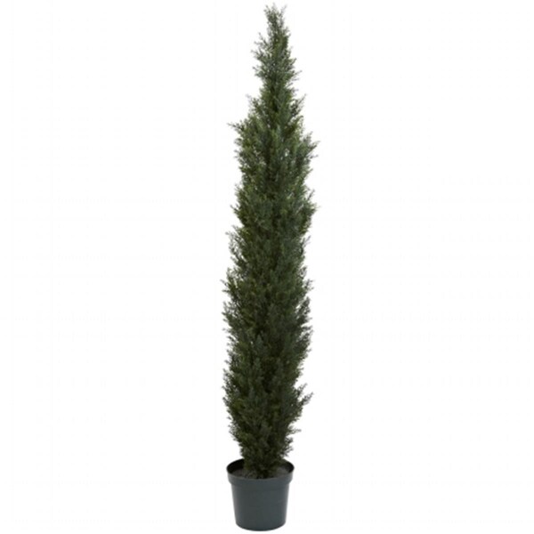 Nearly Natural 7 ft. Mini Cedar Pine Tree With 3614 Tips in 12 in. Pot - Two Tone Green - 5429