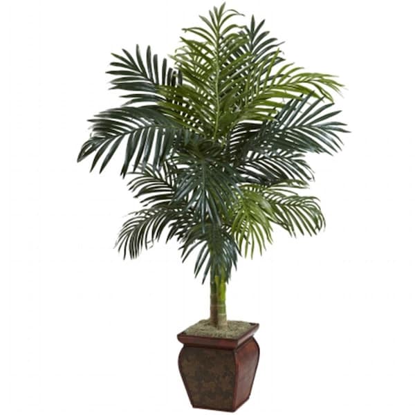 Nearly Natural 4.5 ft. Golden Cane Palm With Decorative Container - 5937