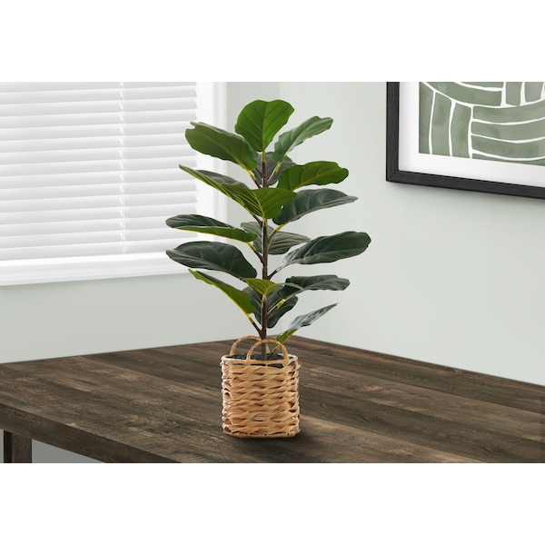 Monarch Specialties Artificial Plant 28" Tall Fiddle Tree, Indoor, Faux, Fake, Floor, Greenery, Potted, Real Touch - I 9505