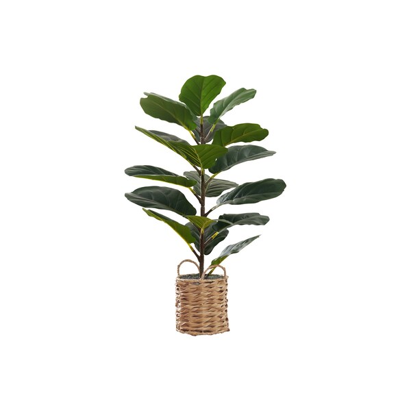 Monarch Specialties Artificial Plant 28" Tall Fiddle Tree, Indoor, Faux, Fake, Floor, Greenery, Potted, Real Touch - I 9505