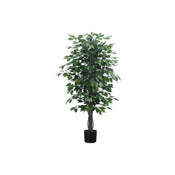 Monarch Specialties Artificial Plant, 58" Tall, Ficus Tree, Indoor, Faux, Fake, Floor, Greenery, Potted, Decorative - I 9564