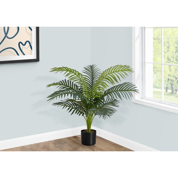 Monarch Specialties Artificial Plant, 34" Tall, Palm Tree, Indoor, Faux, Fake, Floor, Greenery, Potted, Real Touch - I 9539