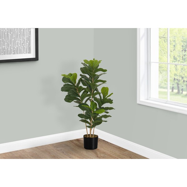 Monarch Specialties Artificial Plant, 41" Tall, Fiddle Tree, Indoor, Faux, Fake, Floor, Greenery, Potted, Real Touch - I 9540
