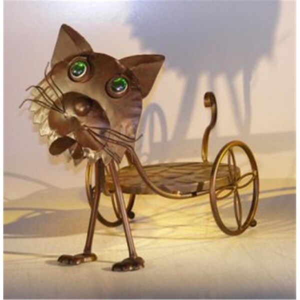 Paisaje 18 x 8.5 x 14 in. Metal Cat Garden Pot Holder with Moving Head & Tail - PA2529699