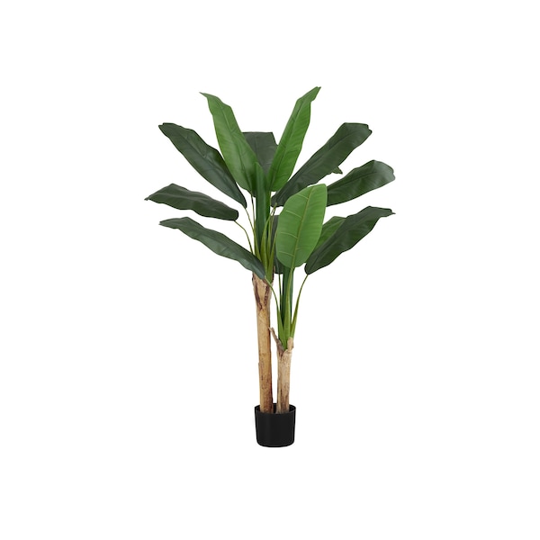Monarch Specialties Artificial Plant, 55" Tall, Banana Tree, Indoor, Faux, Fake, Floor, Greenery, Potted, Real Touch - I 9568