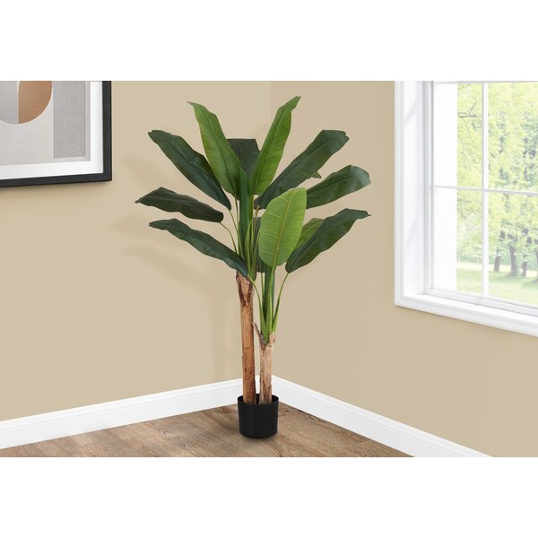 Monarch Specialties Artificial Plant, 55" Tall, Banana Tree, Indoor, Faux, Fake, Floor, Greenery, Potted, Real Touch - I 9568