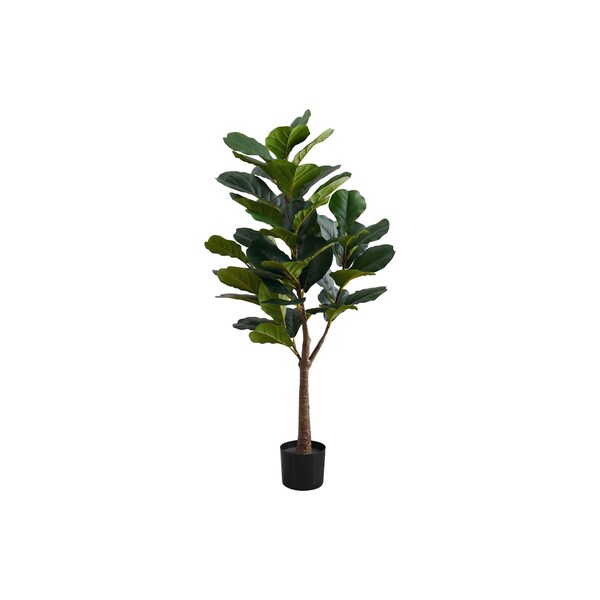 Monarch Specialties Artificial Plant, 47" Tall, Fiddle Tree, Indoor, Faux, Fake, Floor, Greenery, Potted, Real Touch - I 9515
