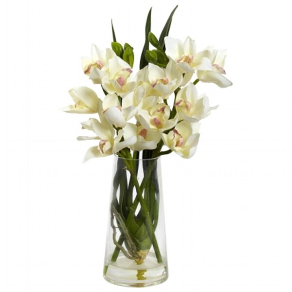 Nearly Natural Cymbidium Orchid With Vase - 4992
