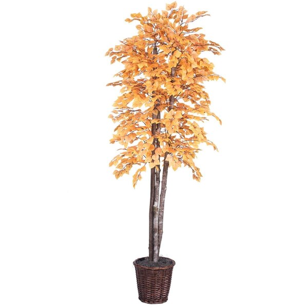 Dare2Decor 6 ft. Golden Aspen Deluxe Tree in Dark Brown Rattan Basket - DA3256554