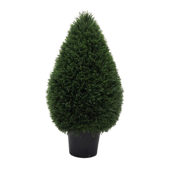 Dare2Decor UV CedarTeardrop Shaped Everyday Topiary in Pot - 36 in. - DA608046