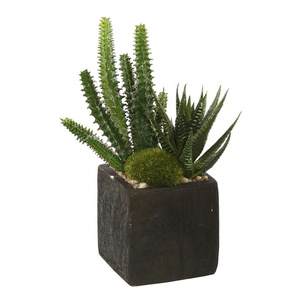 Vickerman 8 in. Artificial Green Succulent Arrangement  2 per Bag, 24PK - FE172401-2