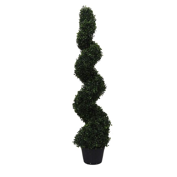 Dare2Decor UV Boxwood Spiral Everyday Topiary on Pot - 4 ft. - DA801721