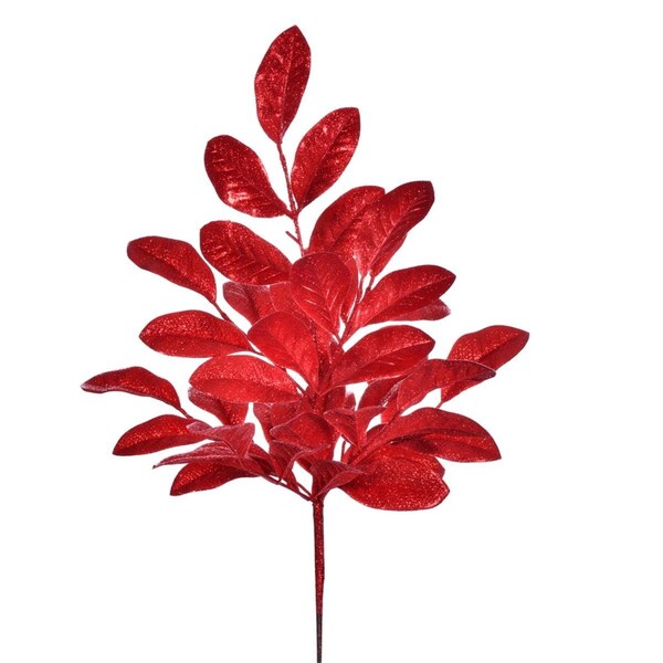 Vickerman 25 in. Apple Leaf Glitter Bush - Red - Pack of 2 - FK220303