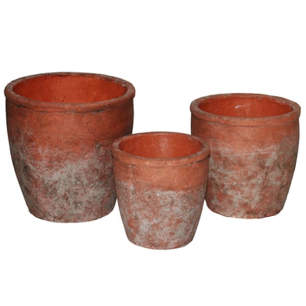 Urban Trends Collection Ceramic Short Wide Round Flower Pot, Vermilion - Set of 3 - 51104