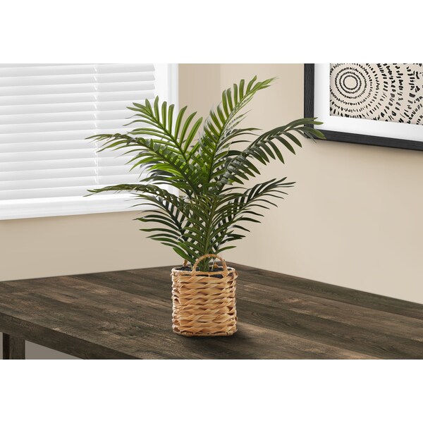 Monarch Specialties Artificial Plant, 24" Tall, Palm, Indoor, Faux, Fake, Table, Floor, Greenery, Potted, Real Touch - I 9503