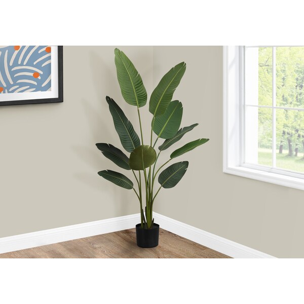 Monarch Specialties Artificial Plant, 60" Tall, Bird Of Paradise Tree, Indoor, Faux, Fake, Floor, Greenery, Potted - I 9570