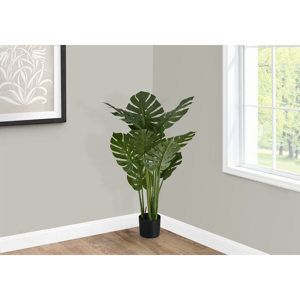 Monarch Specialties Artificial Plant, 45" Tall, Monstera Tree, Indoor, Faux, Fake, Floor, Greenery, Potted, Real Touch - I 9510