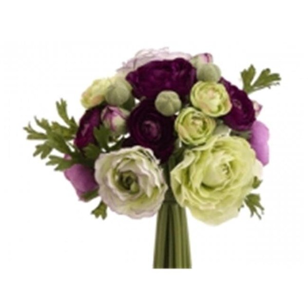 Allstate FBQ368-PU-GR 9 in. Ranunculus Bouquet Purple-Green- Pack of 6 - FBQ368-PU/GR