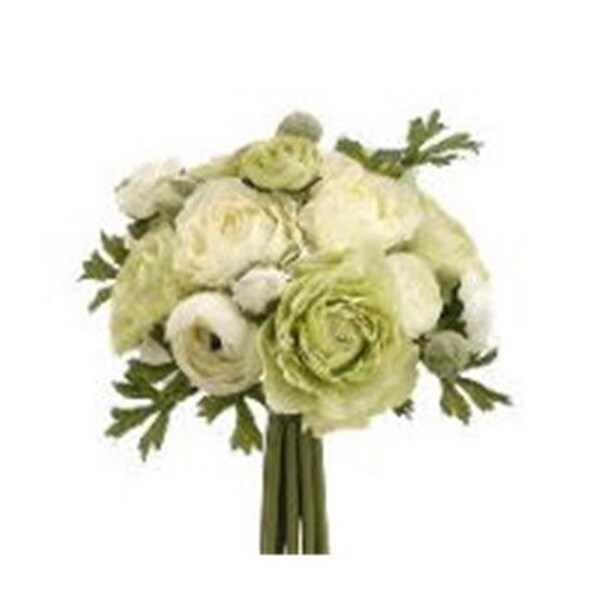 Allstate FBQ368-GR-CR 9 in. Ranunculus Bouquet Green-Cream- Pack of 6 - FBQ368-GR/CR