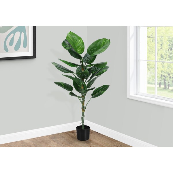 Monarch Specialties Artificial Plant 54" Tall Dieffenbachia Tree, Indoor, Faux, Fake, Floor, Greenery Potted, Real Touch - I 9519