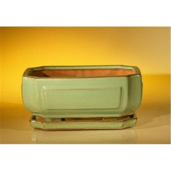 Paisaje 8.5 x 6.5 x 3.5 in. Ceramic Bonsai Pot, Light Green - Rectangle - PA2529708