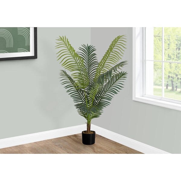 Monarch Specialties Artificial Plant 47" Tall Palm Tree, Indoor, Faux, Fake, Floor, Greenery, Potted, Real Touch - I 9537