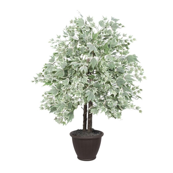 Dare2Decor 4 ft. Silver Maple Bush in Plastic Container Decorative Plant, Dark Green - DA3269756