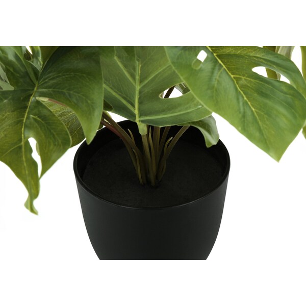 Monarch Specialties Artificial Plant, 13" Tall, Monstera Calthea, Indoor, Faux, Fake, Table, Greenery, Potted, Set Of 2 - I 9584