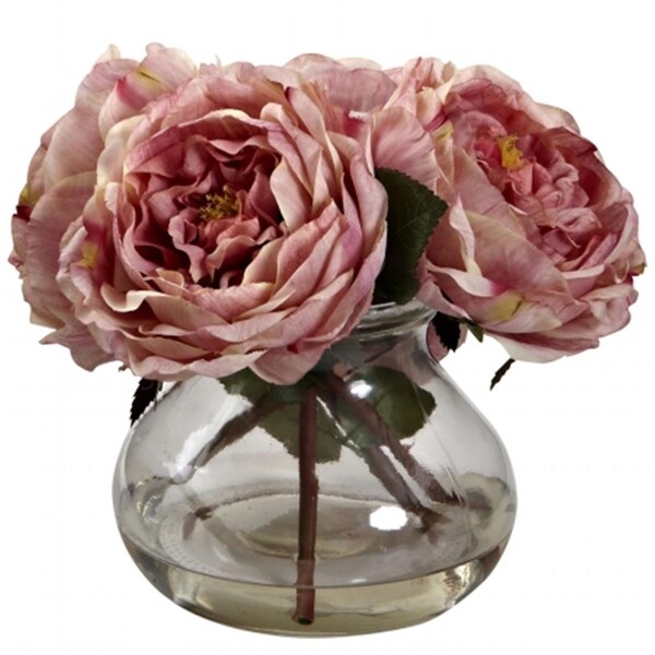 Nearly Natural Fancy Rose With Vase - Pink, 1391PK - 1391-PK