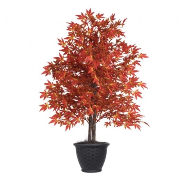 Vickerman 4 ft. Maple Bush in Basket with Grey Pot Artificial Plant, Orange - TBU3740-RG