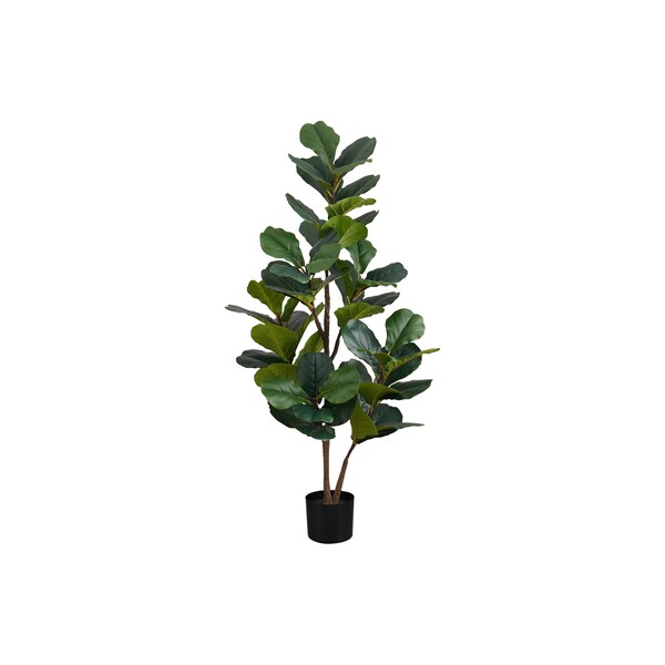 Monarch Specialties Artificial Plant, 49" Tall, Fiddle Tree, Indoor, Faux, Fake, Floor, Greenery, Potted, Real Touch - I 9517