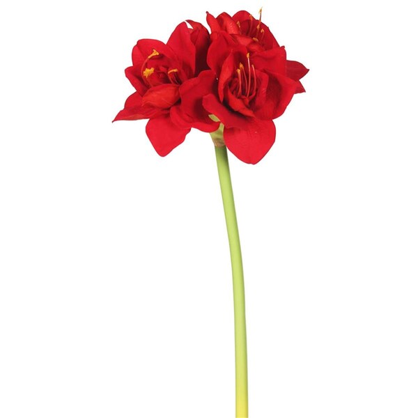 Dare2Decor Single Velvet Amaryllis Floral Stem, Red, 3PK - DA591034
