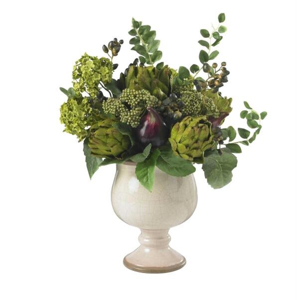Nearly Natural Silk Artichoke And Hydrangea Silk Flower Arrangement - 4759