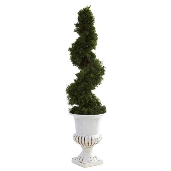 Nearly Natural Cedar Spiral with Urn - Indoor-Outdoor - 5932