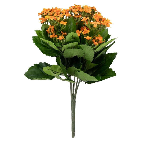 Allstate 14 in. Kalanchoe Artificial Silk Floral Bouquet Flowers, Amber - 35163959
