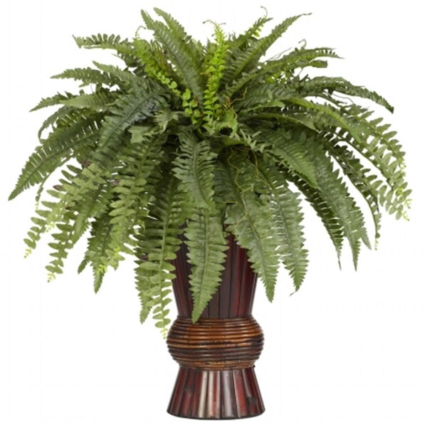 Dare2Decor Boston Fern with Bamboo Vase Silk Plant - DA410759