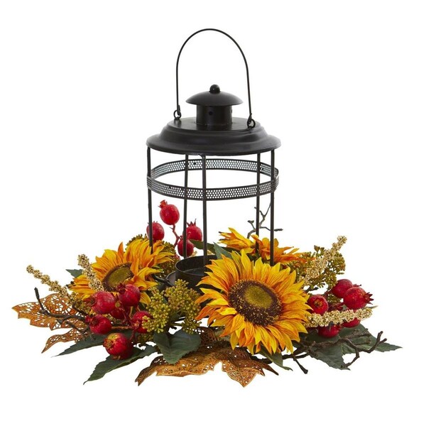 Nearly Naturals Sunflower Berry Artificial Arrangement Candelabrum - 4279