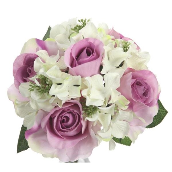 Adlmired By Nature Admired By Nature GPB8359-LAV - CM 9 Stems Artificial Rose & Hydrangea Mixed Bouquet; Lavender & Cream - GPB8359-LAV/CM