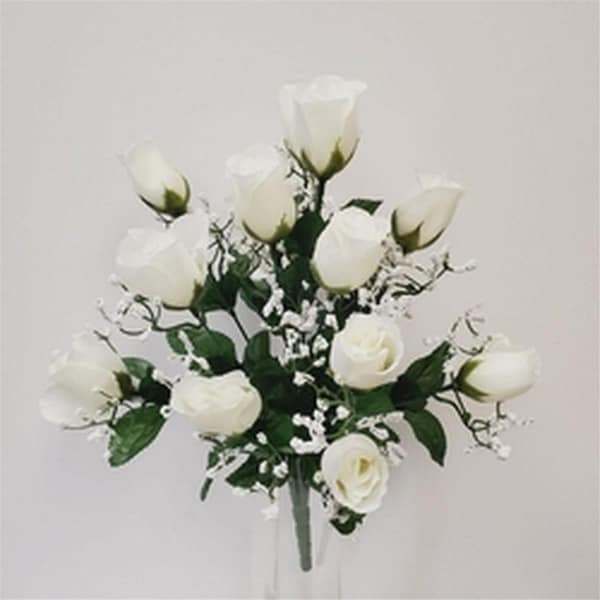 Mr. Mjs 14 Ivory Rose Bud Bush Artificial Flowers - CM-NT002IV