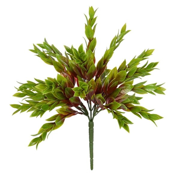 Vickerman 10.5 in. Green Mini Leaf Bush with UV Coated Spray - FF181101