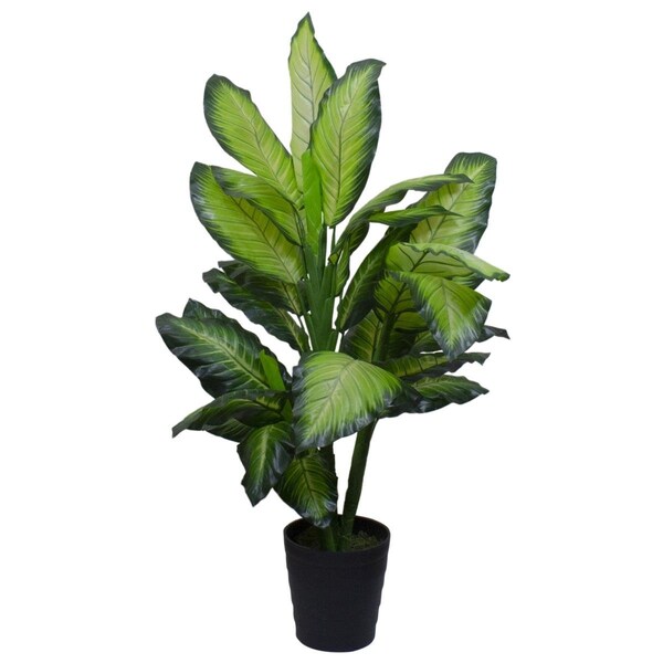 Lovelyhome 50 in. Artificial Wide Leaf Green Dieffenbachia Potted Plant - LO1777167