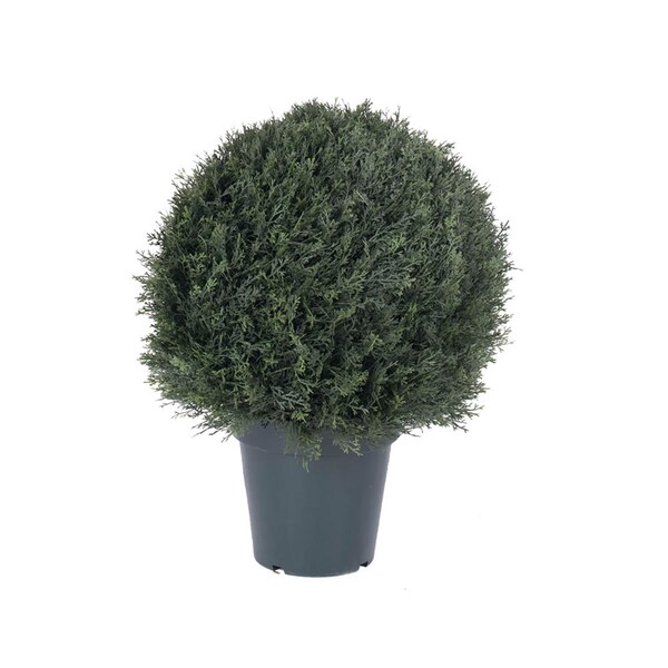 Dare2Decor 20 in. UV Artificial Green Pond Cypress Ball in Pot - DA3252848