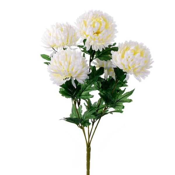 Vickerman 23 in. Artificial Mum Bush x 5, White Yellow - FJ210511