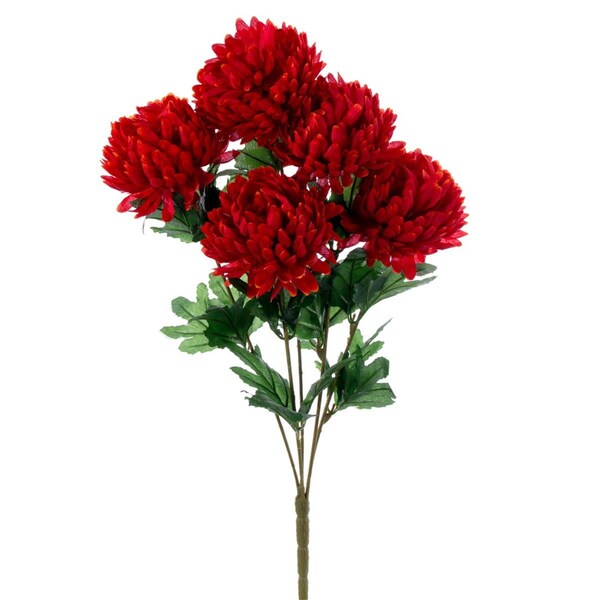 Vickerman 23 in. Artificial Crimson Mum Bush x 5, Red - FJ210503