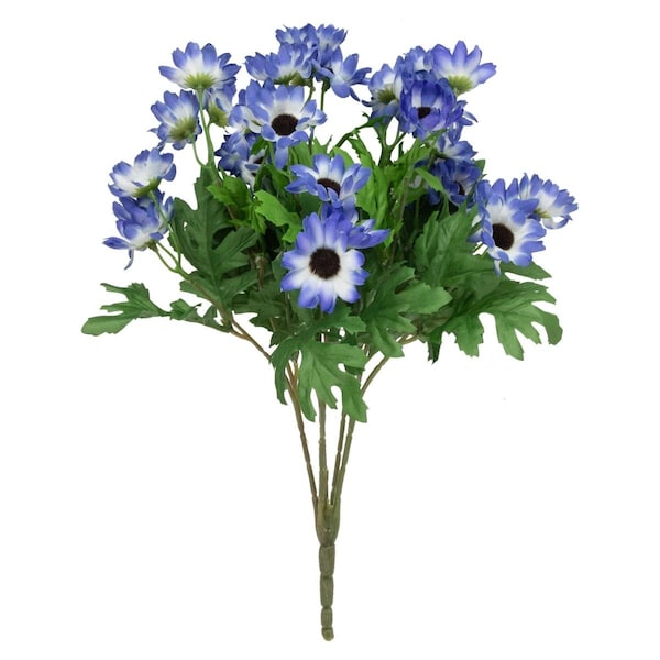 Allstate 15 in. Cineraria Daisies Artificial Silk Floral Bouquet Flowers, Blue - 35163946