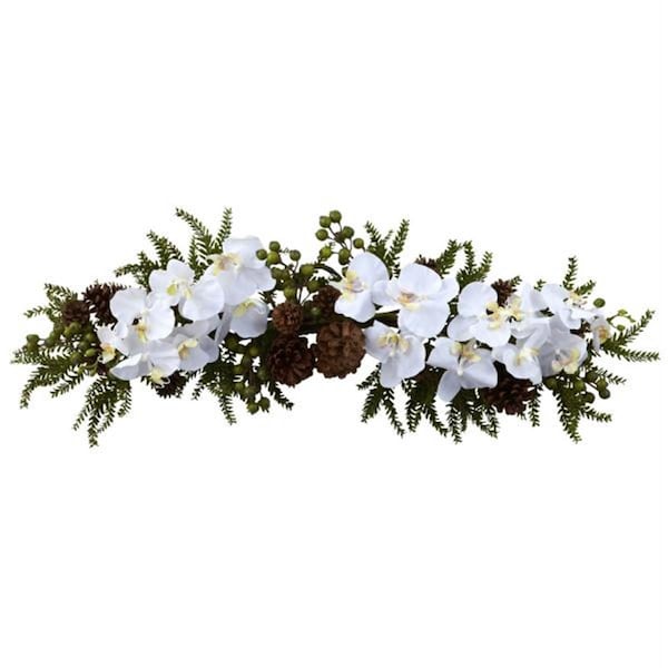 Nearly Natural 30 and rdquo; Phalaenopsis Orchid and Pine Swag - 4946