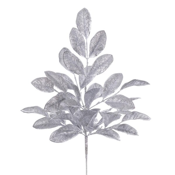 Vickerman 25 in. Apple Leaf Glitter Bush - Silver - Pack of 2 - FK220307