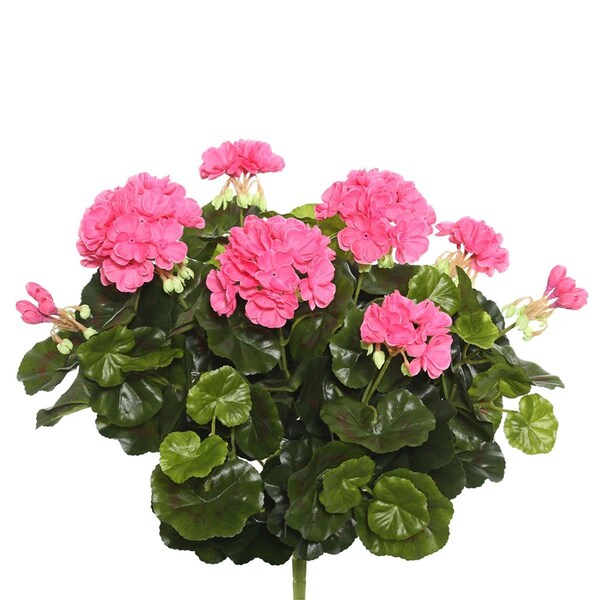 Vickerman Pink Geranium X12 Floral Bush - 17.5 in. - FL170403