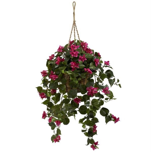 Nearly Natural Bougainvillea Silk Han- ng Basket - 6734